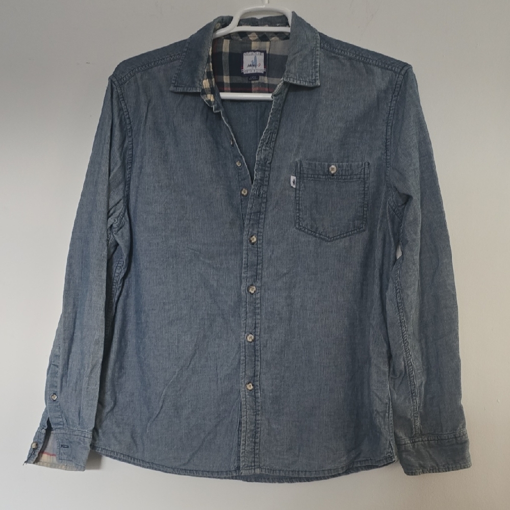 Johnnie-O Men's Blue Courduroy Soft Long Sleeve Button Down Shirt Size Large